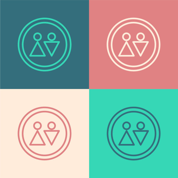 波普艺术系列厕所图标孤立的颜色图片下载