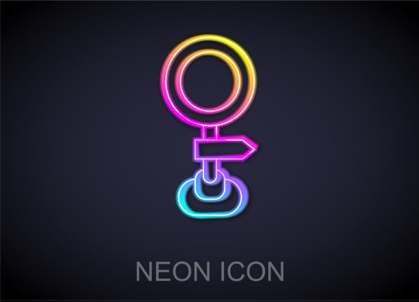 发光的霓虹灯线道路交通标志路标图标图片下载