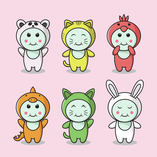 插图设置可爱的动物角色图片下载