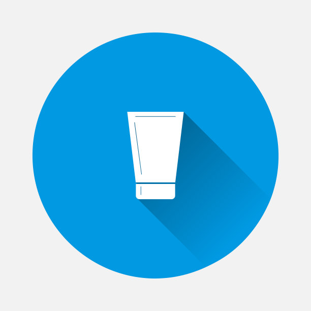 矢量管和面部护理图标在蓝色背景。平面图像与长阴影。图片下载