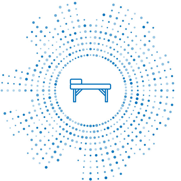 蓝色线按摩表图标孤立的白色背景。抽象的圆随机点。向量图片下载