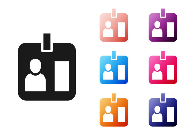 黑色新闻记者垂直徽章图标孤立在白色背景。媒体身份证。设置图标丰富多彩。向量图片下载