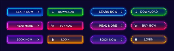 霓虹按钮的网页设计应用程序UI图片下载