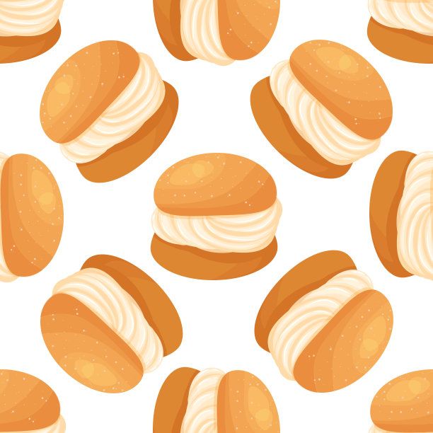 传统的瑞典甜。Semla无缝模式矢量插图卡通风格。矢量图图片下载