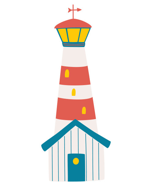 卡通灯塔航海灯塔海上图片下载