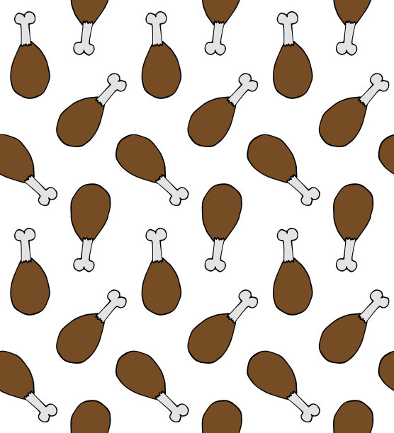 矢量无缝图案彩色手绘涂鸦素描鸡腿图片下载