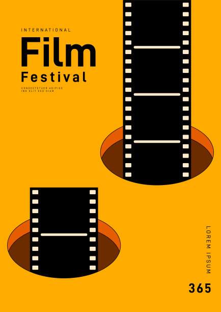 电影和电影海报设计模板背景与复古幻灯图片下载