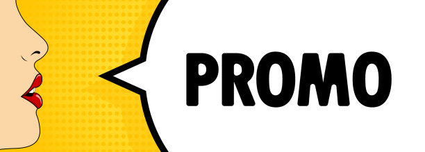 促销。女人嘴里涂着红色的口红尖叫着。语音气泡与文字宣传。复古的漫画风格。可用于商业，市场营销和广告。向量EPS 10图片下载