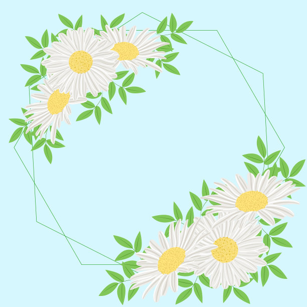 圆形框架与甘菊模板设计图片下载