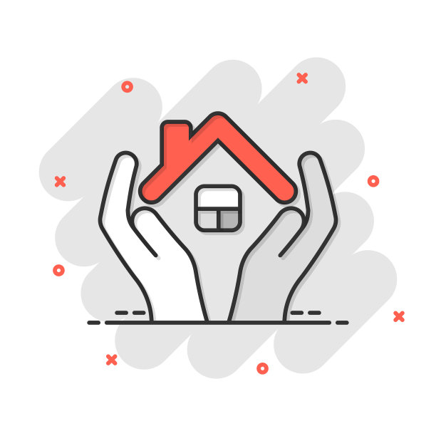 家庭护理图标在漫画风格手拉手的房子图片下载