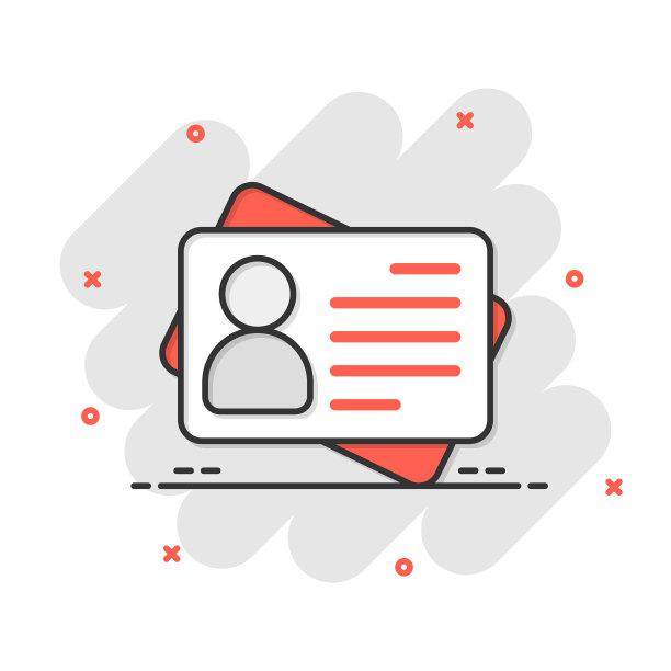 身份证图标在漫画风格的身份标签卡通图片下载