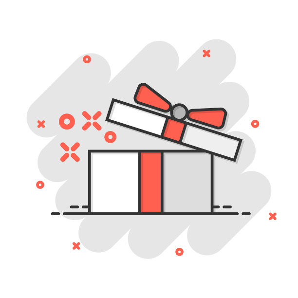 礼盒图标在漫画风格魔术盒卡通图片下载