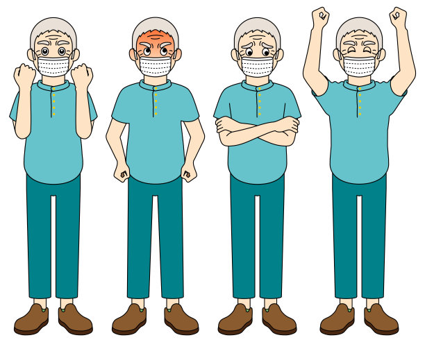 一个用全身来表达情感的老人[彩色插图]。图片下载