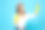 照片特写的欧洲家庭主妇20岁在黄色橡胶手套的手保护拿着两块海绵在清洁期间，隔离在蓝色背景图片下载