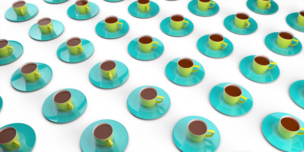 白底咖啡杯一种白色背景上有茶托的咖啡杯图案。简约的概念。三维渲染图片下载