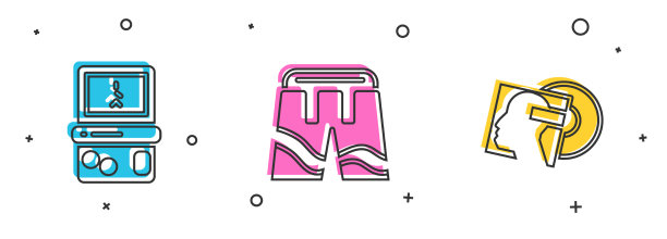 设置俄罗斯方块短裤或裤子和乙烯基磁盘图标图片下载