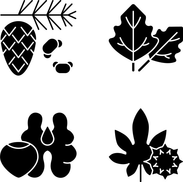 引起过敏反应的黑色字形图标设置图片下载