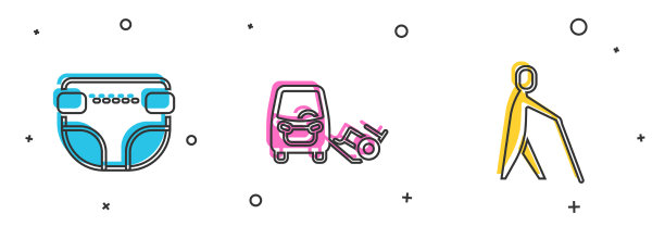 设置成人尿布残疾人车和盲人人图片下载