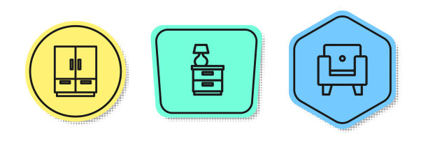 设置线条衣柜家具床头柜与灯图片下载