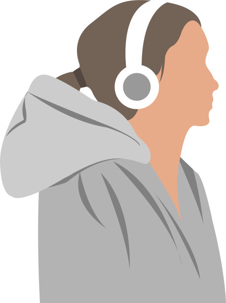 穿帽衫的年轻女子在听音乐图片下载