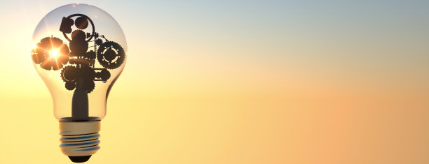 概念灯泡与齿轮内3d渲染图片下载