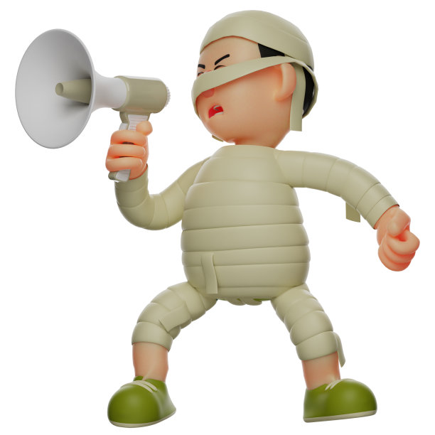 3D可爱的妈妈卡通插图在扬声器上大喊图片下载