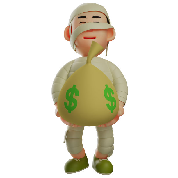 3D可爱的妈妈卡通人物与一袋钱图片下载