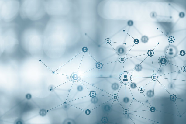 模糊背景下的用户连接网络。图片下载