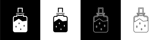 设置水疗盐图标隔离在黑色和白色图片下载