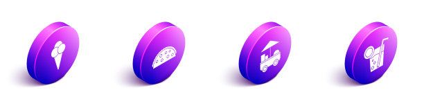 在华夫蛋筒玉米卷中设置等距冰淇淋图片下载