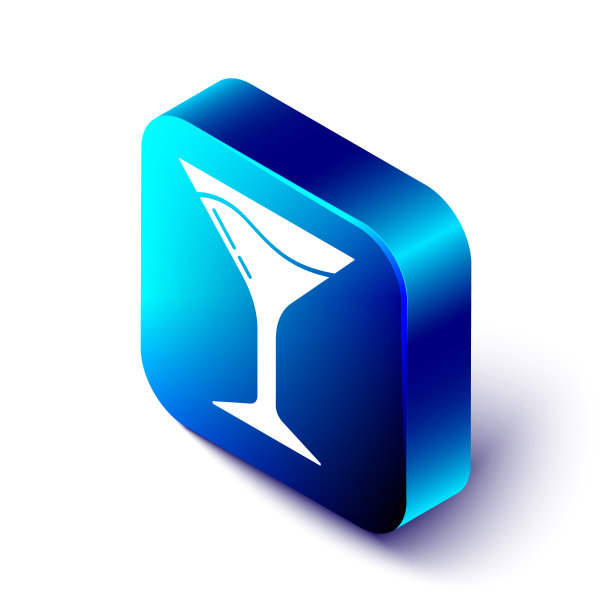 等距马提尼玻璃图标孤立在白色图片下载