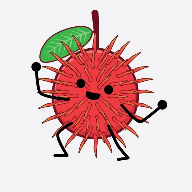 红毛丹水果可爱的性格与简单的脸图片下载