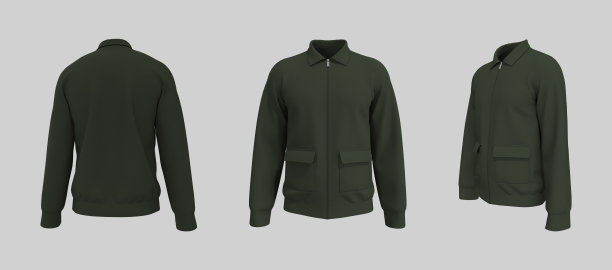 哈林顿夹克模型的正面，侧面和背面的观点图片下载