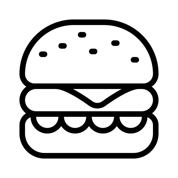 汉堡快餐汉堡单孤立图标图片下载
