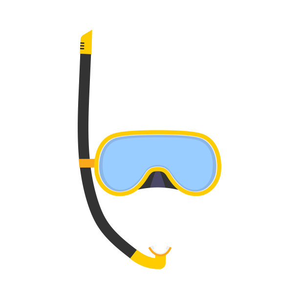 面罩和通气管隔离在白色背景上图片下载