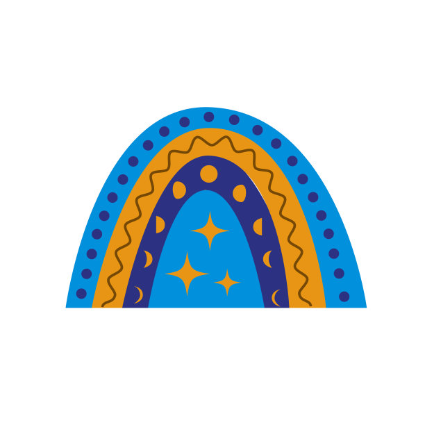 手工绘制的蓝黄相间的波西米亚彩虹图片下载