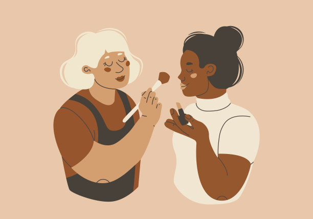 化妆师两个年轻女人在做图片下载