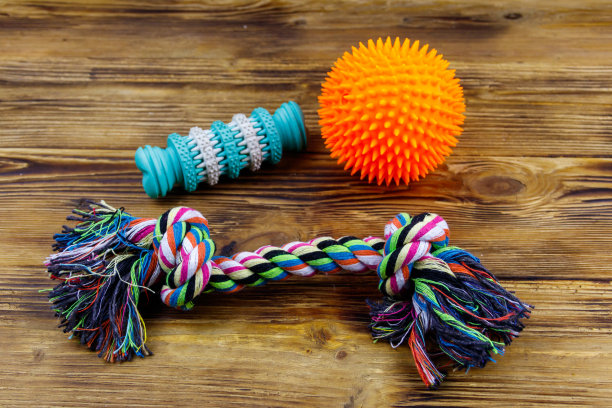 木制背景上的狗的玩具图片下载