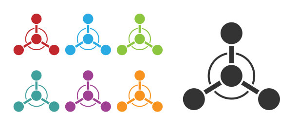 黑色分子图标孤立在白色背景上图片下载