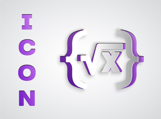 纸切平方根x字形图标孤立上图片下载