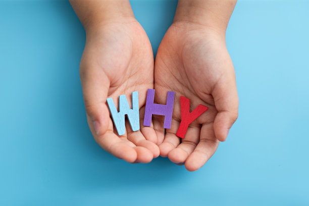 手掌哦手在显示为什么?信息、教育的概念。图片下载