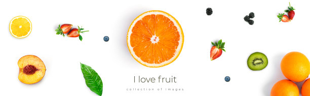 在白色背景下孤立的水果和浆果图片下载