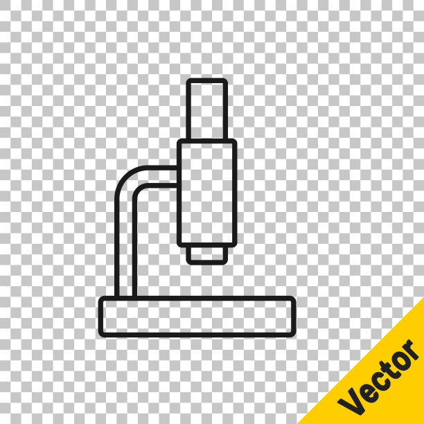 黑色线显微镜图标孤立透明图片下载