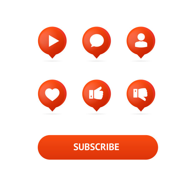 逼真的3d详细的红色气泡按钮设置。向量图片下载