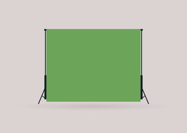 电影工作室中的色度键屏幕，平面矢量插图图片下载