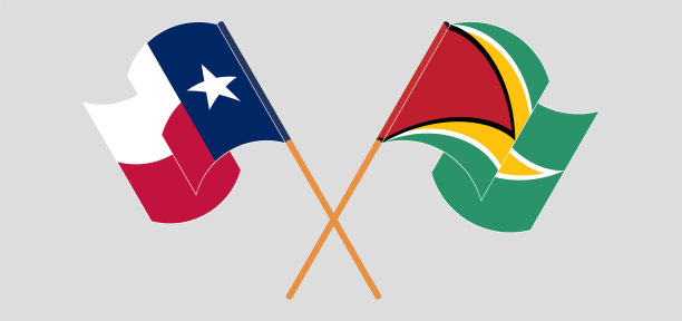 交叉并挥舞着德克萨斯州和圭亚那的旗帜图片下载
