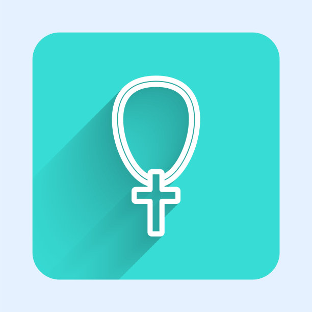 白线基督教十字架上链图标孤立图片下载