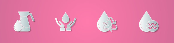 设剪纸水壶玻璃用清水洗手图片下载