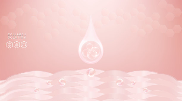 透明质酸皮肤液广告，粉色胶原蛋白血清滴与化妆品广告背景随时使用图片下载
