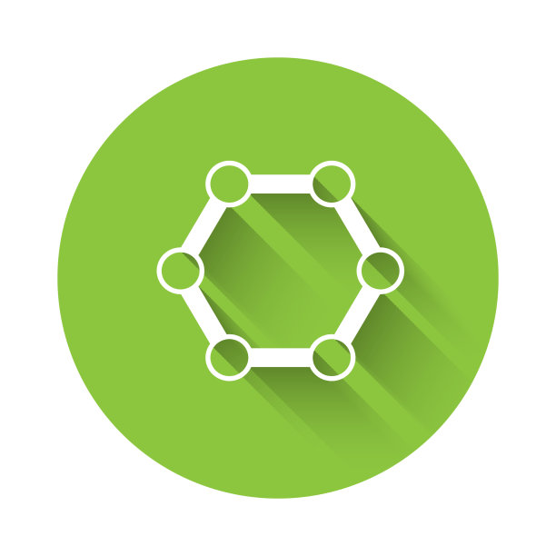 白色分子图标孤立与长阴影图片下载